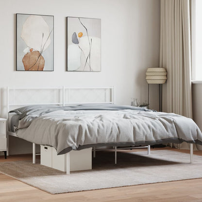 Metal Bed Frame without Mattress with Headboard White 160 cm 200 cm