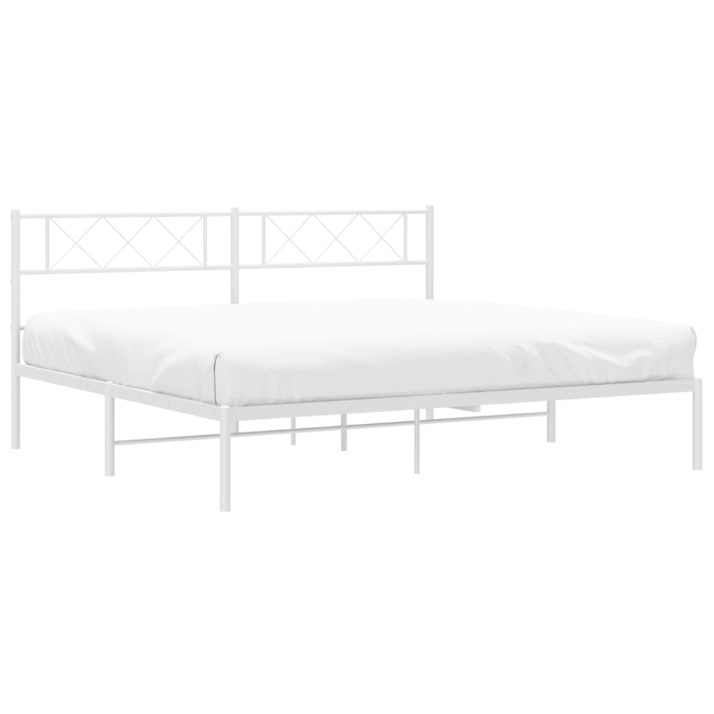 Metal Bed Frame without Mattress with Headboard White 180 cm 200 cm