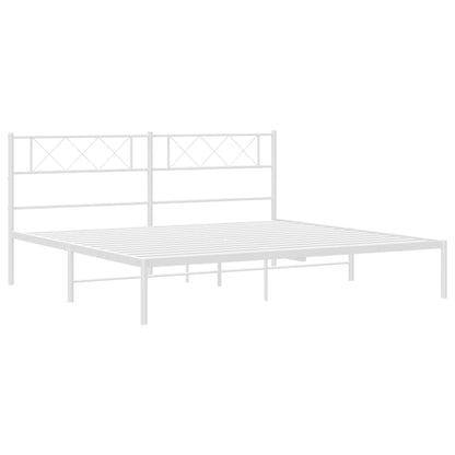Metal Bed Frame without Mattress with Headboard White 180 cm 200 cm
