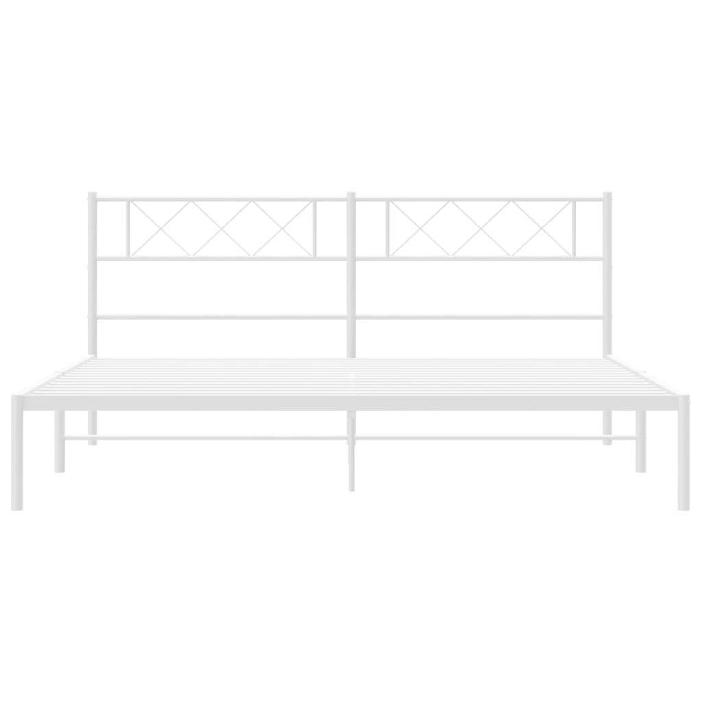 Metal Bed Frame without Mattress with Headboard White 180 cm 200 cm