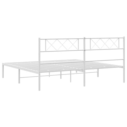 Metal Bed Frame without Mattress with Headboard White 180 cm 200 cm