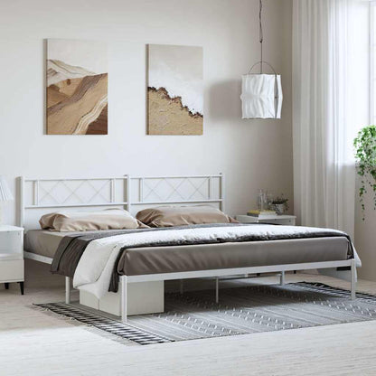 Metal Bed Frame without Mattress with Headboard White 193 cm 203 cm