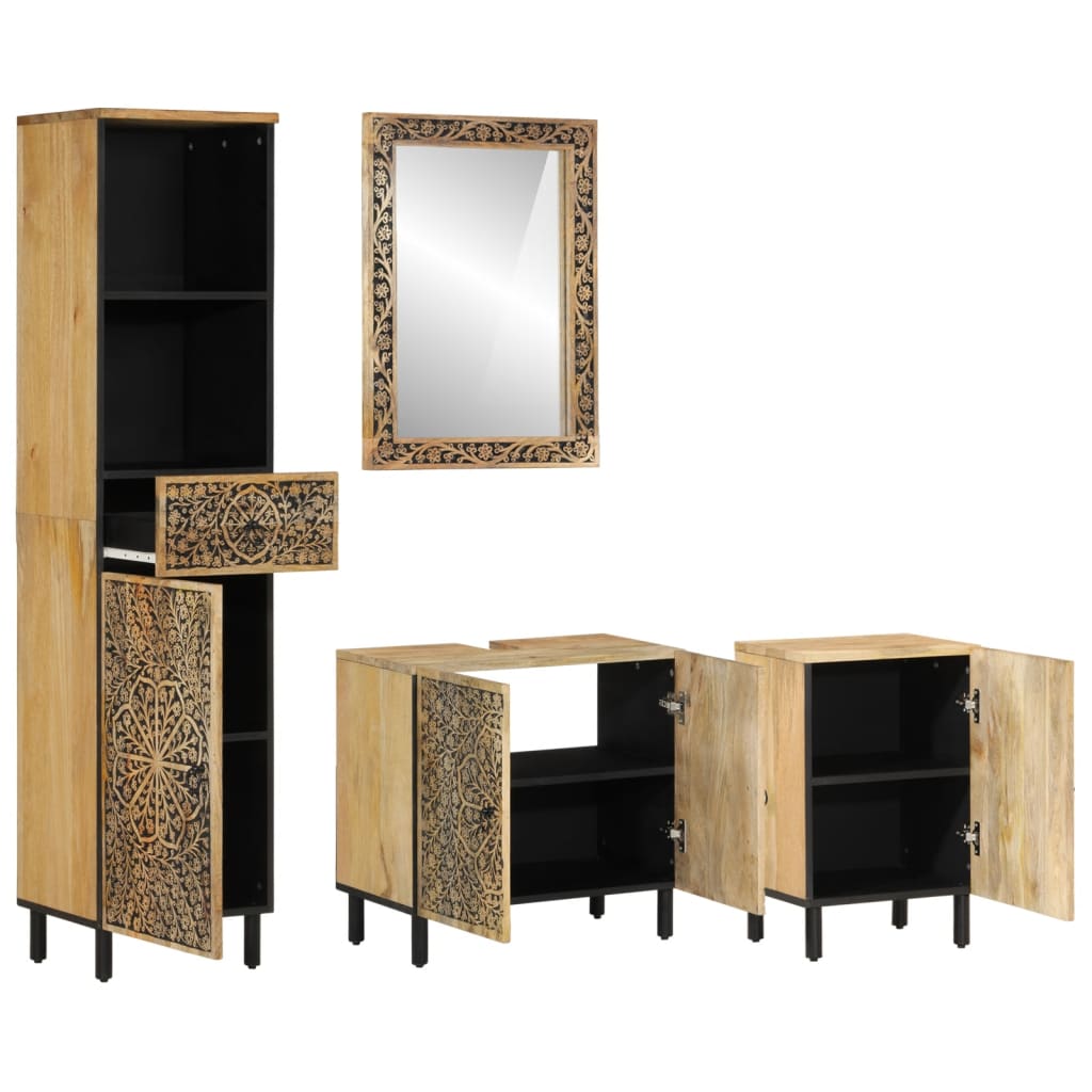vidaXL 4 Piece Bathroom Furniture Set Solid Wood Mango 2