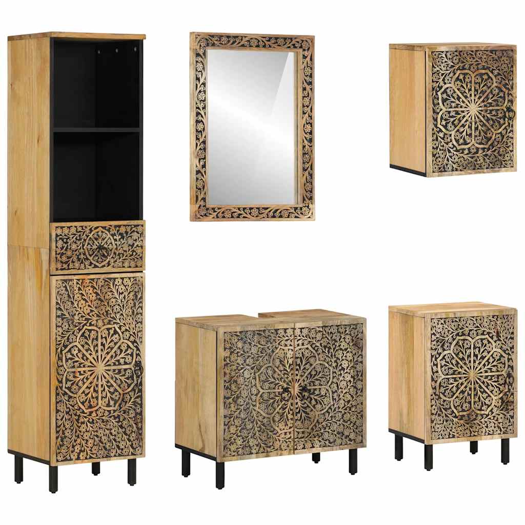 vidaXL 5 Piece Bathroom Furniture Set Solid Wood Mango 1