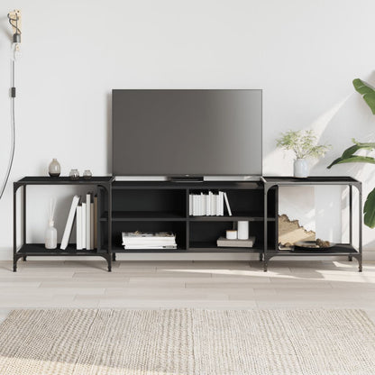 TV Cabinet 153x37x50 cm Engineered Wood Black 203 cm