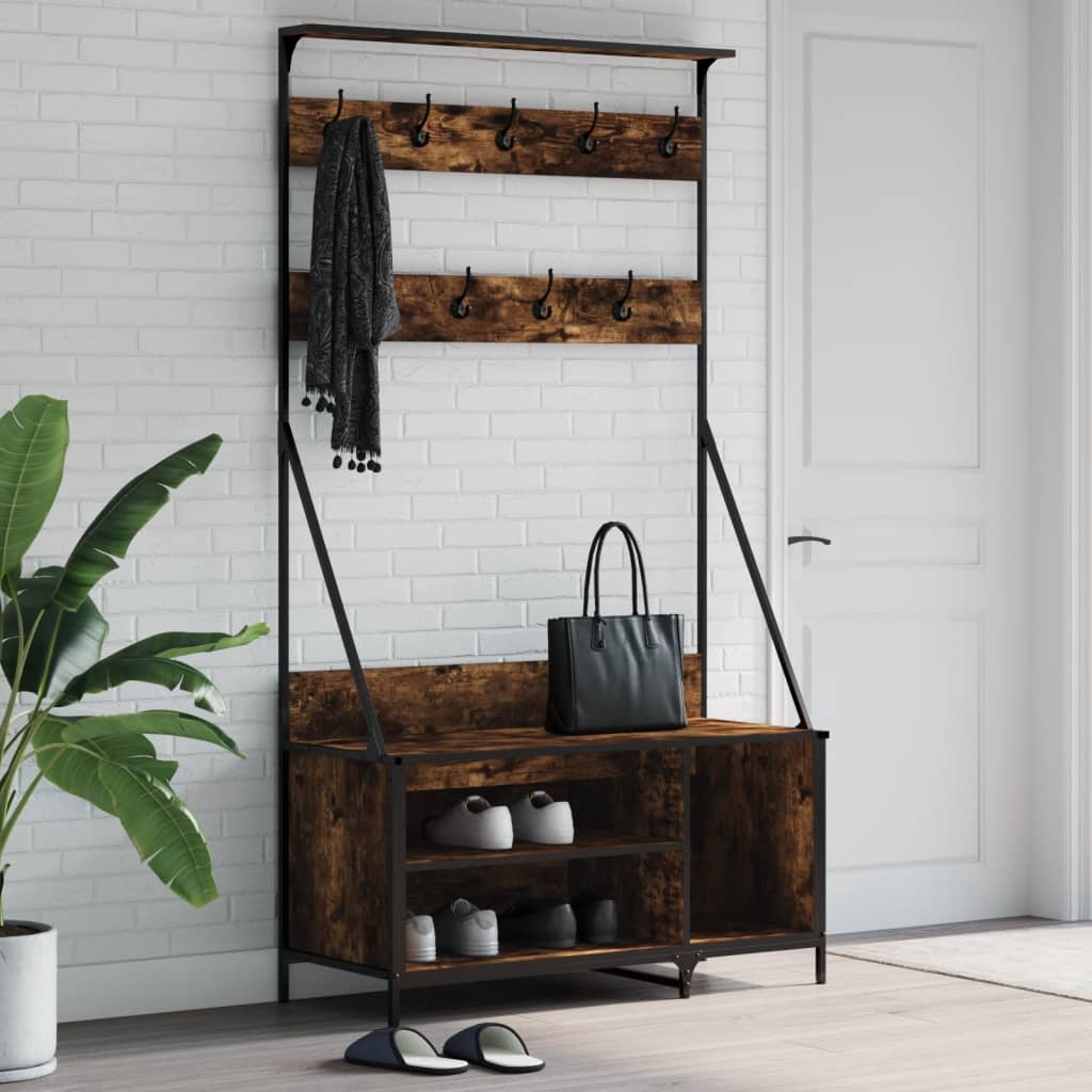 Clothes Rack with Shoe Storage 100x41x184 cm Smoked oak