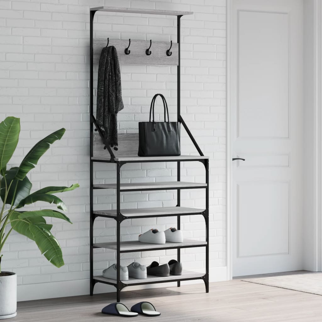 Clothes Rack with Shoe Storage Grey sonoma 70 x 34 x 184 cm