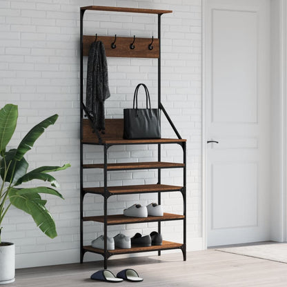 Clothes Rack with Shoe Storage Brown oak 70 x 34 x 184 cm
