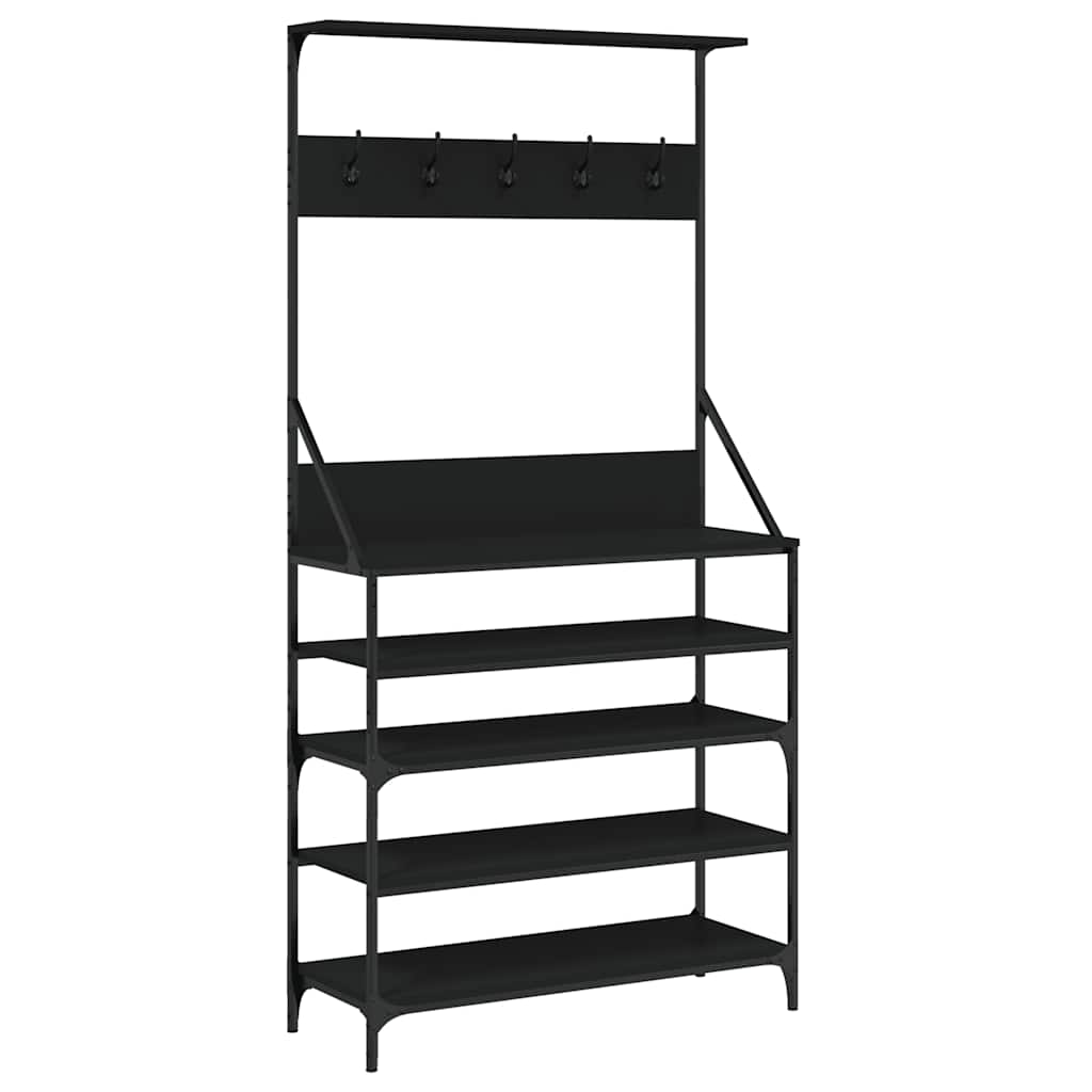Clothes Rack with Shoe Storage Black 90 x 34 x 184 cm