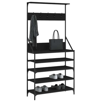 Clothes Rack with Shoe Storage Black 90 x 34 x 184 cm
