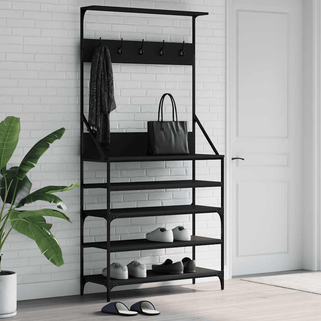 Clothes Rack with Shoe Storage Black 90 x 34 x 184 cm