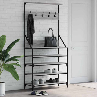 Clothes Rack with Shoe Storage Grey sonoma 90 x 34 x 184 cm
