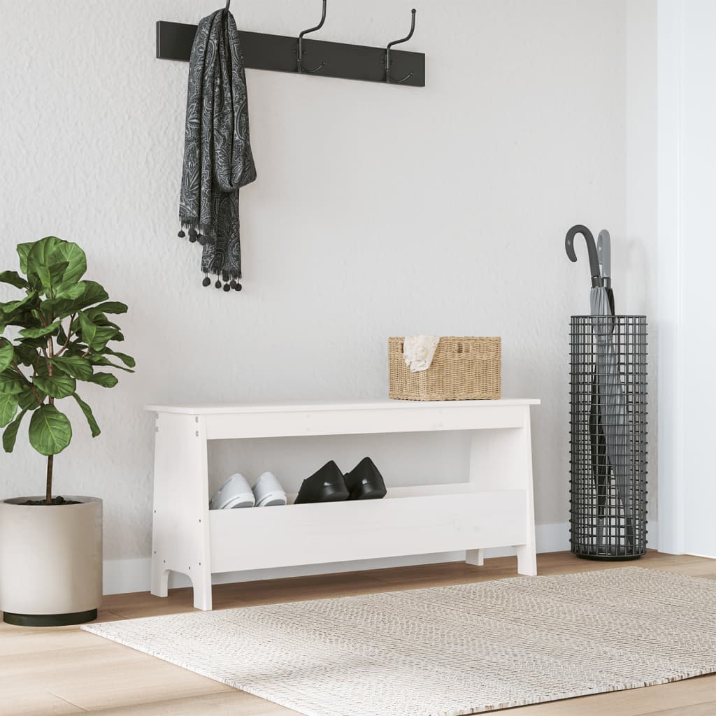 Hall Bench Solid Wood Pine White 100 x 28 x 45 cm