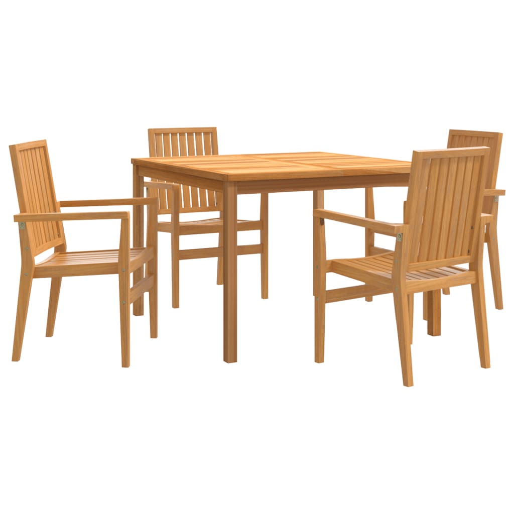 vidaXL 5 Piece Garden Dining Set Solid Wood Teak 2