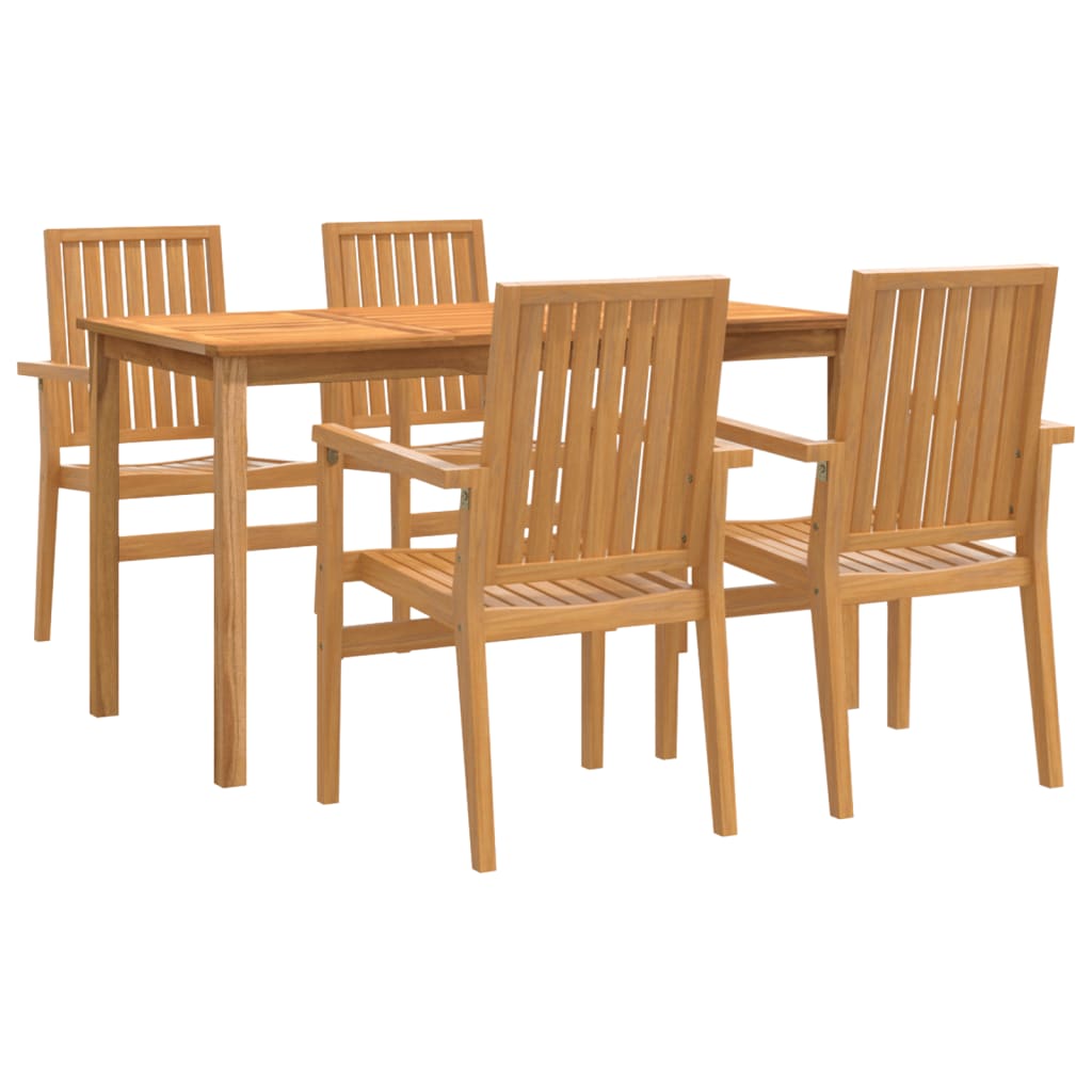 vidaXL 5 Piece Garden Dining Set Solid Wood Teak 2