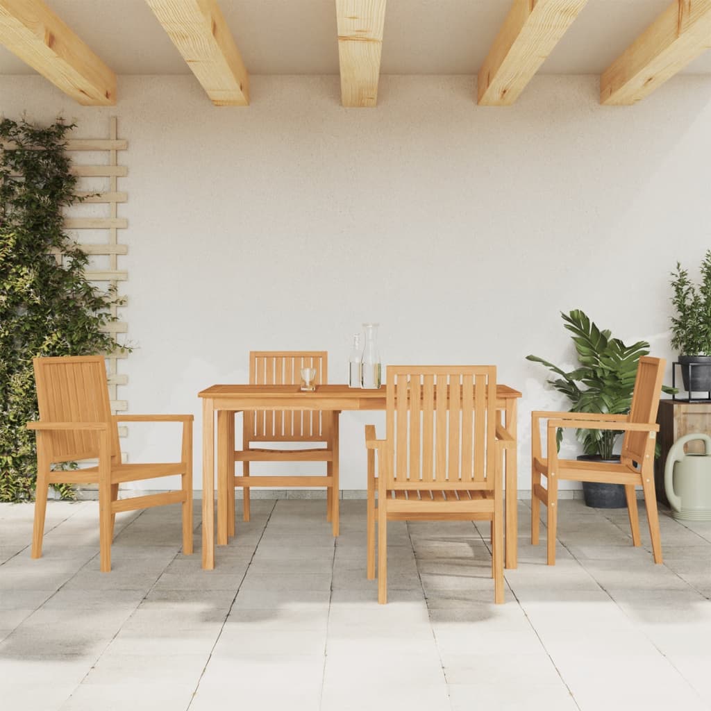 vidaXL 5 Piece Garden Dining Set Solid Wood Teak 1