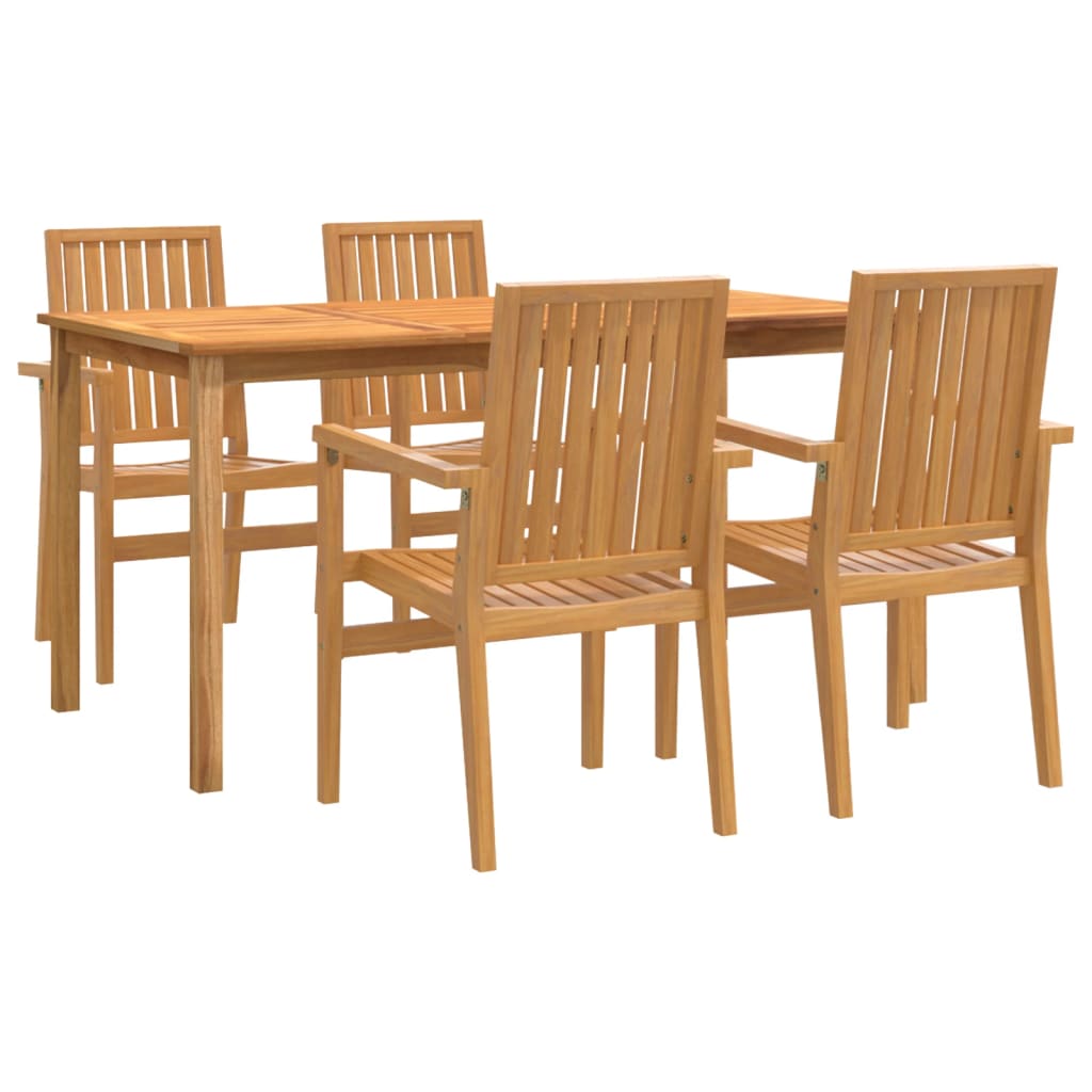 5 Piece Garden Dining Set Solid Wood Teak 160 cm table length