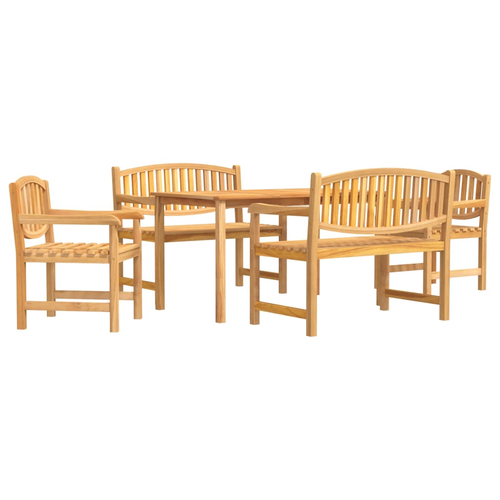 vidaXL 5 Piece Garden Dining Set Solid Wood Teak 2