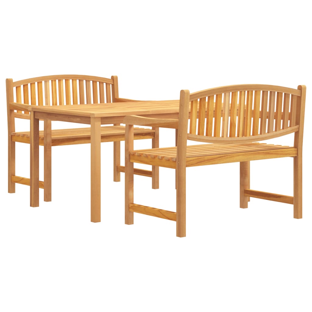vidaXL 3 Piece Garden Dining Set Solid Wood Teak 2