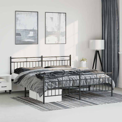Metal Bed Frame without Mattress with Footboard with Headboard & Footboard Black 183 cm 213 cm