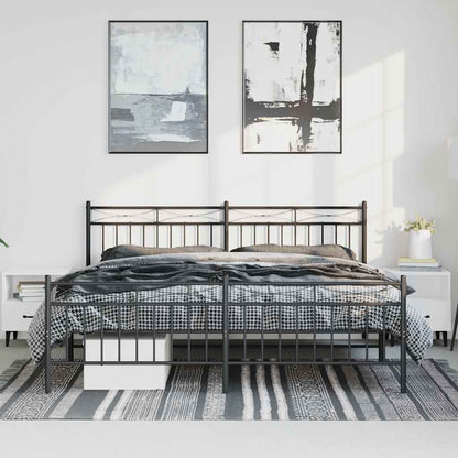Metal Bed Frame without Mattress with Footboard with Headboard & Footboard Black 193 cm 203 cm
