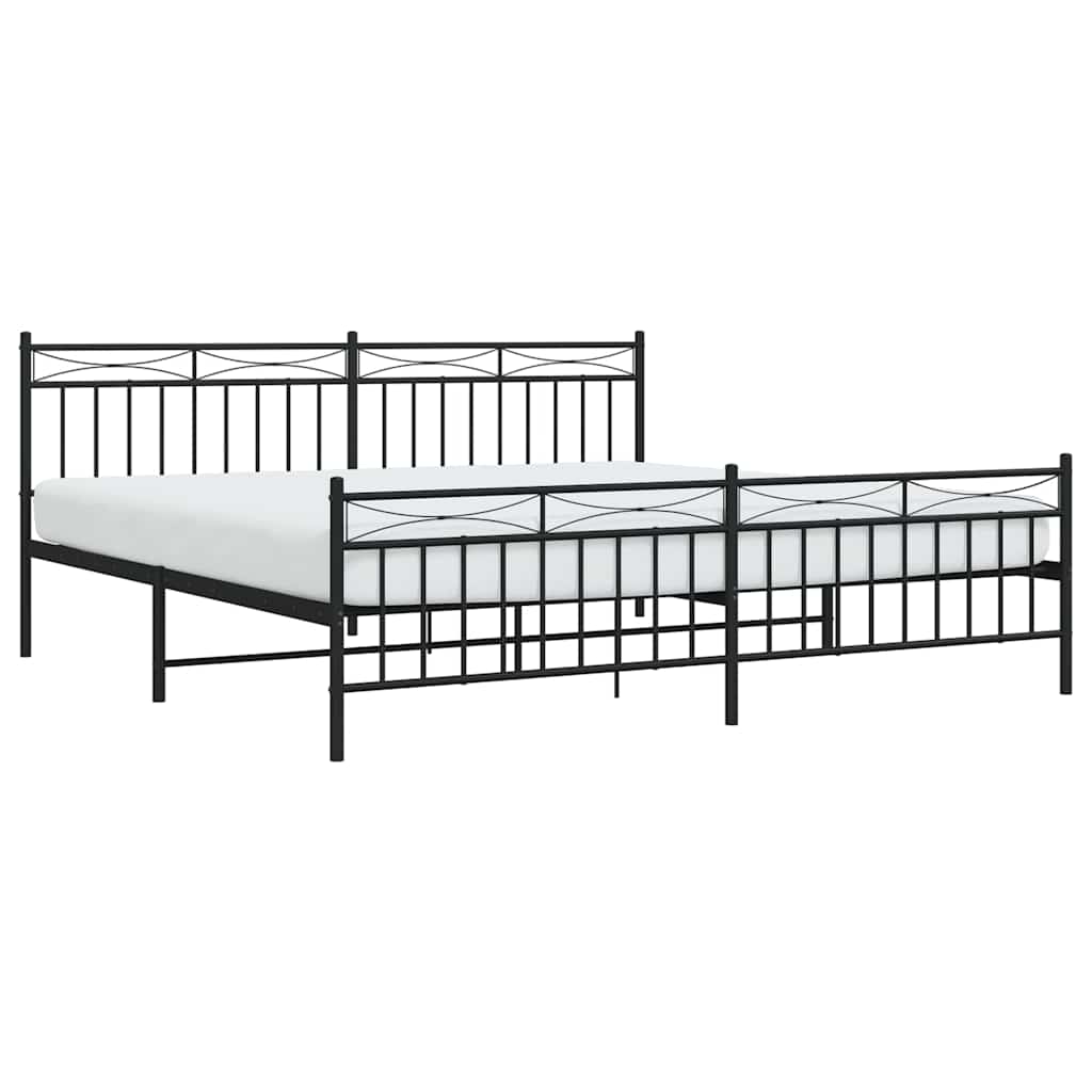 Metal Bed Frame without Mattress with Footboard with Headboard & Footboard Black 193 cm 203 cm