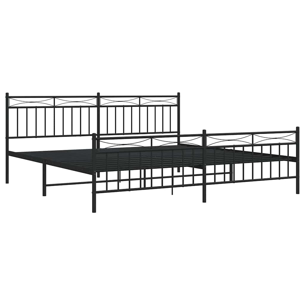 Metal Bed Frame without Mattress with Footboard with Headboard & Footboard Black 193 cm 203 cm