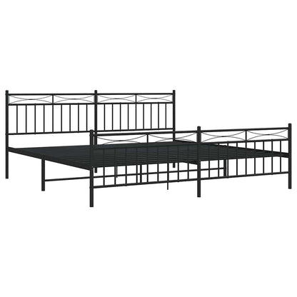 Metal Bed Frame without Mattress with Footboard with Headboard & Footboard Black 193 cm 203 cm