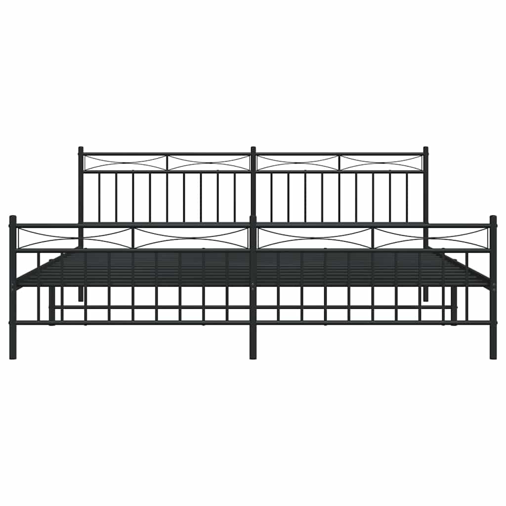Metal Bed Frame without Mattress with Footboard with Headboard & Footboard Black 193 cm 203 cm
