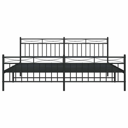 Metal Bed Frame without Mattress with Footboard with Headboard & Footboard Black 193 cm 203 cm