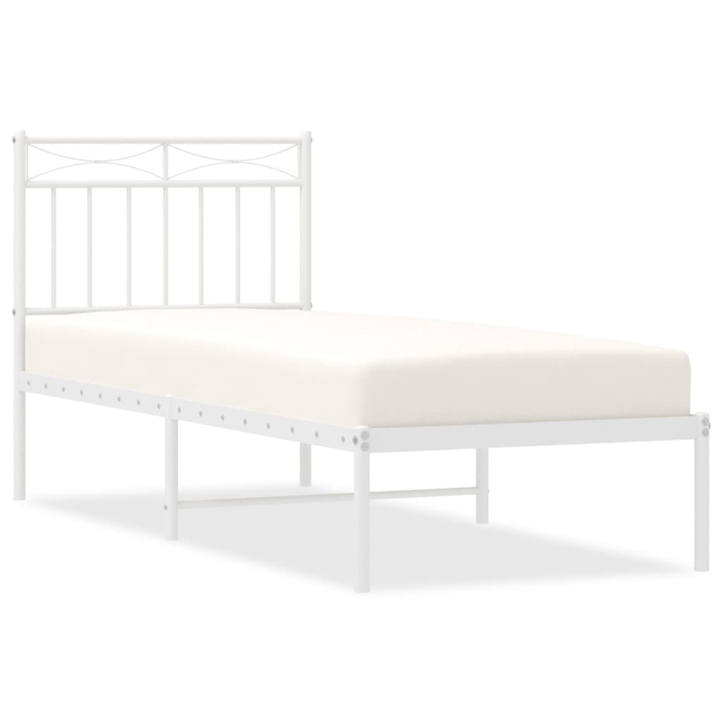 Metal Bed Frame without Mattress with Headboard White 80 cm 200 cm