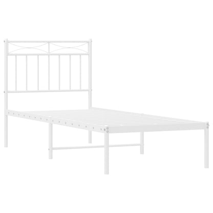 Metal Bed Frame without Mattress with Headboard White 80 cm 200 cm
