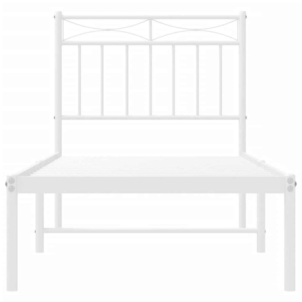 Metal Bed Frame without Mattress with Headboard White 80 cm 200 cm