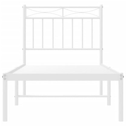 Metal Bed Frame without Mattress with Headboard White 80 cm 200 cm