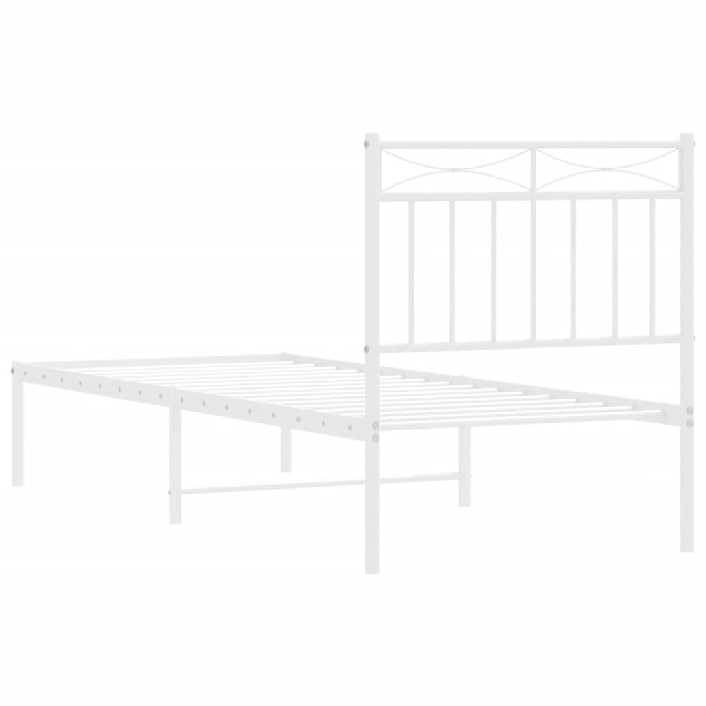Metal Bed Frame without Mattress with Headboard White 80 cm 200 cm