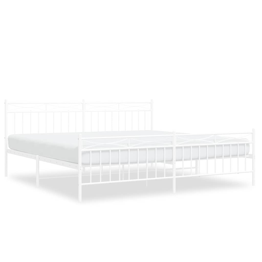 Metal Bed Frame without Mattress with Footboard with Headboard & Footboard White 193 cm 203 cm