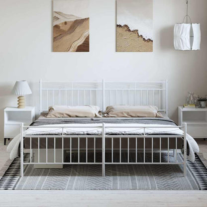 Metal Bed Frame without Mattress with Footboard with Headboard & Footboard White 193 cm 203 cm
