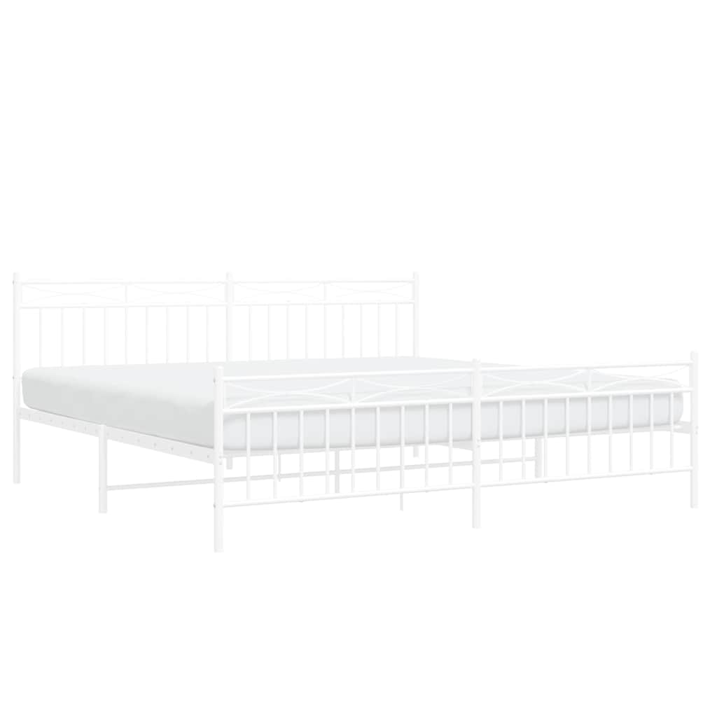 Metal Bed Frame without Mattress with Footboard with Headboard & Footboard White 193 cm 203 cm