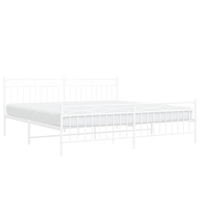 Metal Bed Frame without Mattress with Footboard with Headboard & Footboard White 193 cm 203 cm
