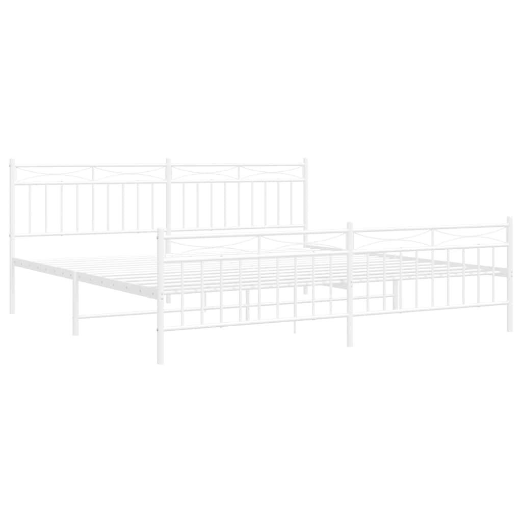 Metal Bed Frame without Mattress with Footboard with Headboard & Footboard White 193 cm 203 cm