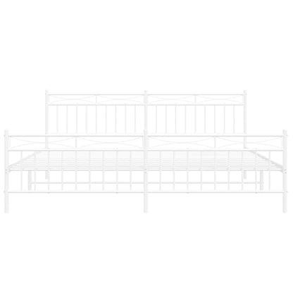 Metal Bed Frame without Mattress with Footboard with Headboard & Footboard White 193 cm 203 cm