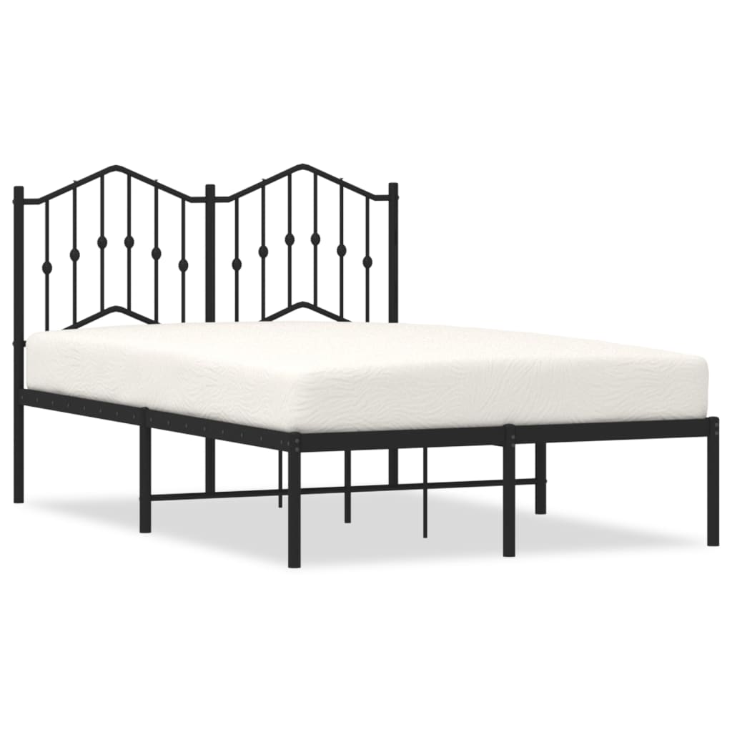 Metal Bed Frame without Mattress with Headboard Black 120 cm 190 cm