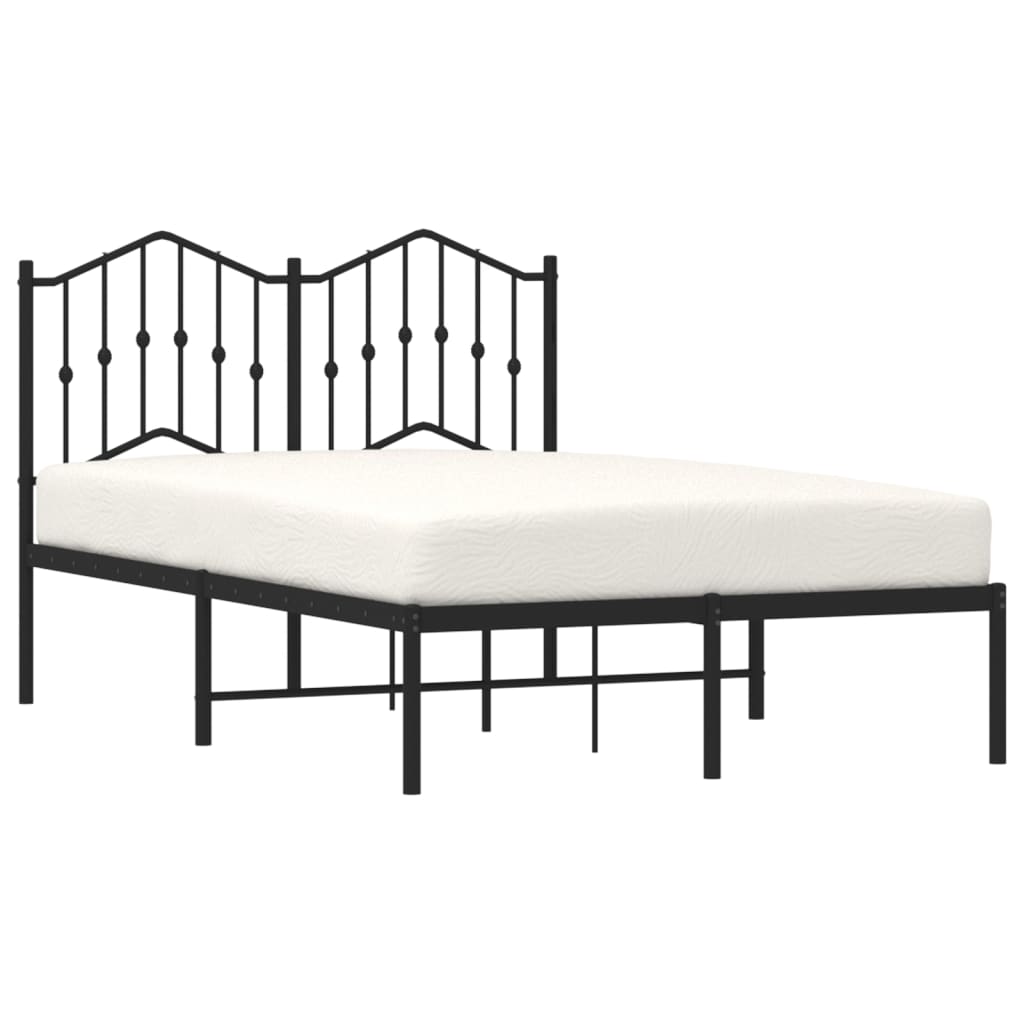 Metal Bed Frame without Mattress with Headboard Black 120 cm 190 cm