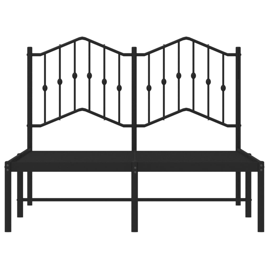 Metal Bed Frame without Mattress with Headboard Black 120 cm 190 cm