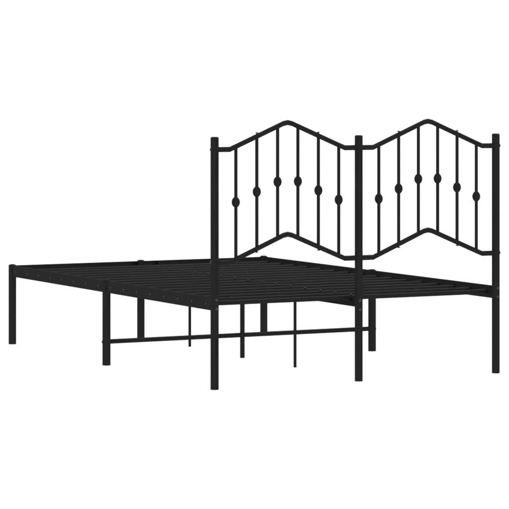 Metal Bed Frame without Mattress with Headboard Black 120 cm 190 cm