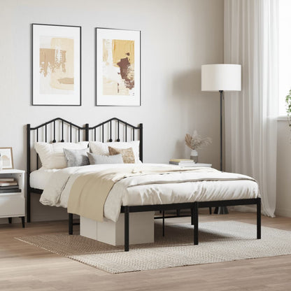 Metal Bed Frame without Mattress with Headboard Black 120 cm 190 cm