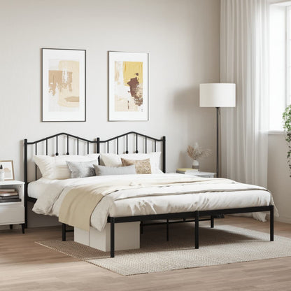 Metal Bed Frame without Mattress with Headboard Black 180 cm 200 cm
