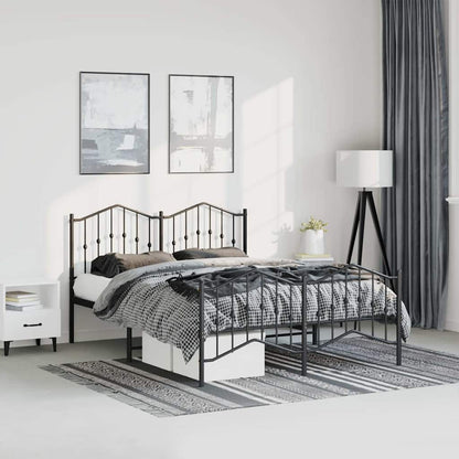 Metal Bed Frame without Mattress with Footboard with Headboard & Footboard Black 150 cm 200 cm