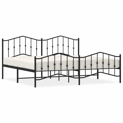 Metal Bed Frame without Mattress with Footboard with Headboard & Footboard Black 193 cm 203 cm