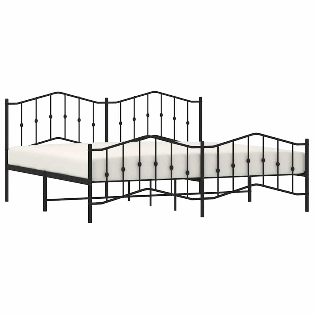 Metal Bed Frame without Mattress with Footboard with Headboard & Footboard Black 193 cm 203 cm